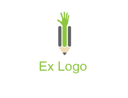 green hand inside pencil logo