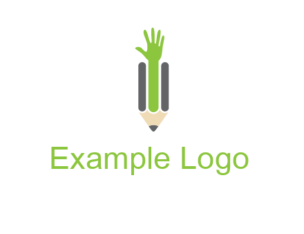 green hand inside pencil logo