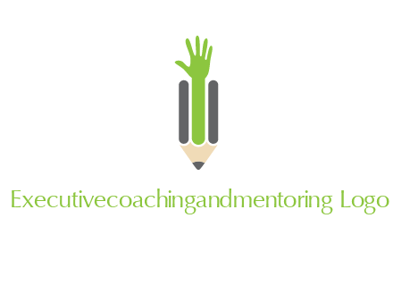 green hand inside pencil logo