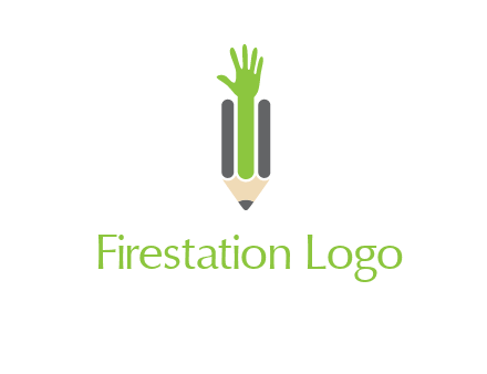 green hand inside pencil logo