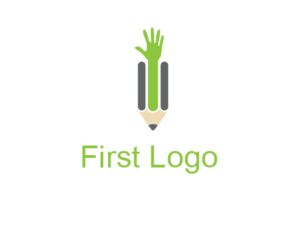green hand inside pencil logo