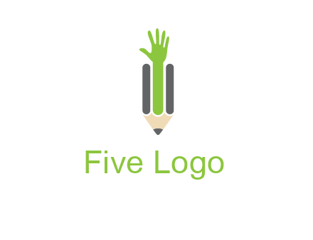 green hand inside pencil logo