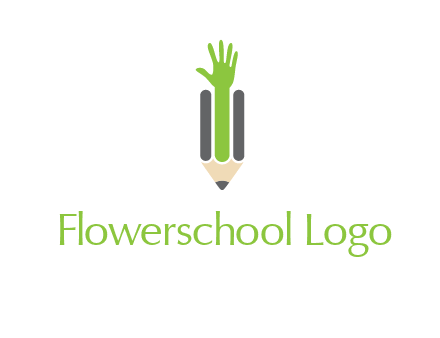 green hand inside pencil logo