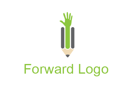 green hand inside pencil logo