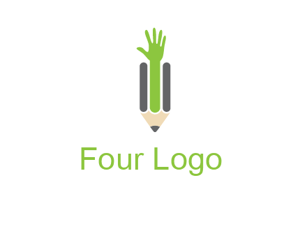 green hand inside pencil logo