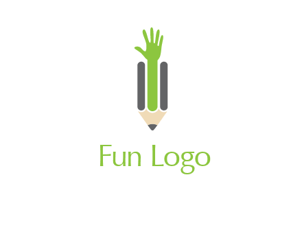 green hand inside pencil logo