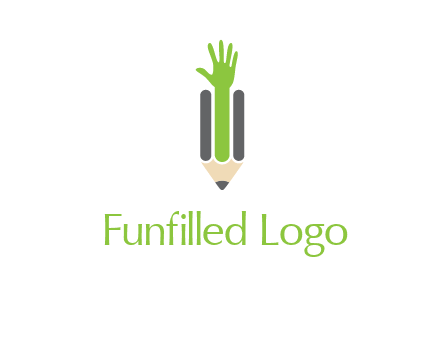 green hand inside pencil logo
