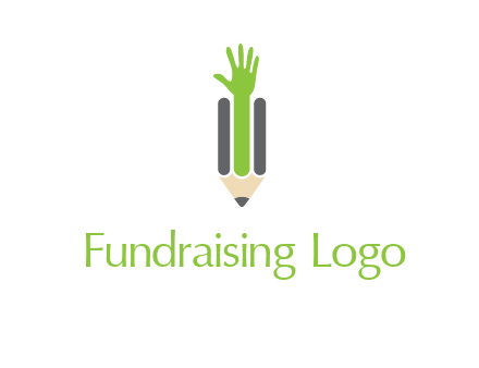 green hand inside pencil logo