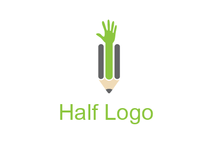 green hand inside pencil logo