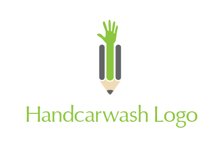 green hand inside pencil logo