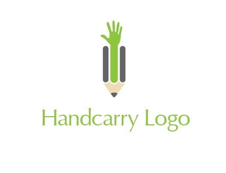 green hand inside pencil logo