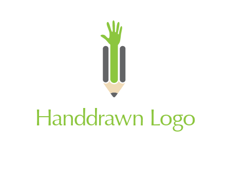 green hand inside pencil logo