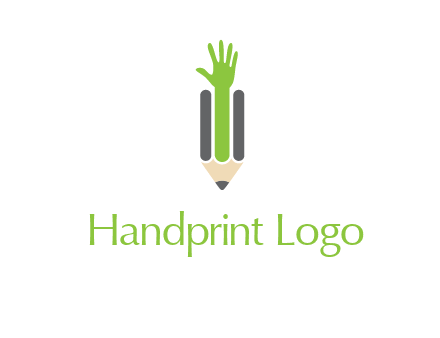 green hand inside pencil logo