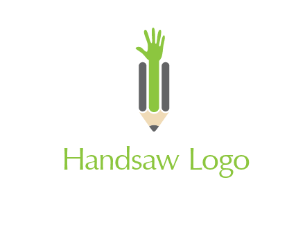 green hand inside pencil logo