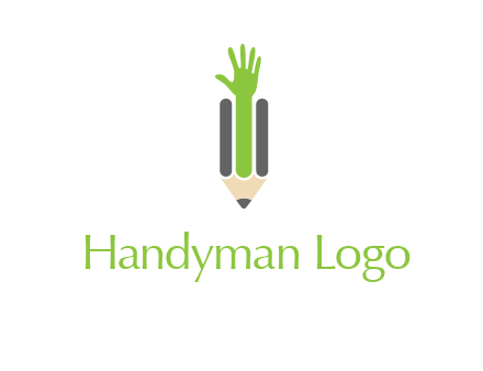 green hand inside pencil logo