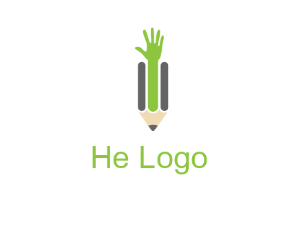green hand inside pencil logo