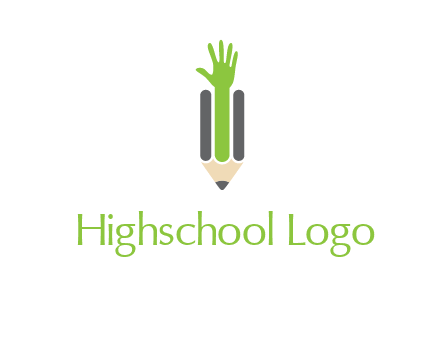 green hand inside pencil logo