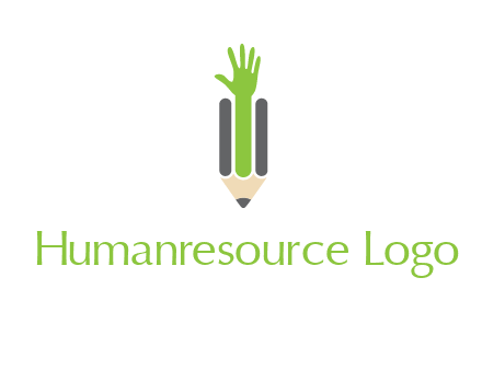green hand inside pencil logo