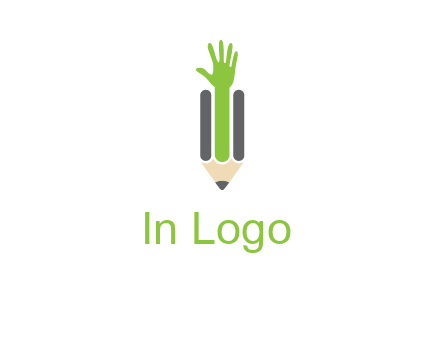 green hand inside pencil logo