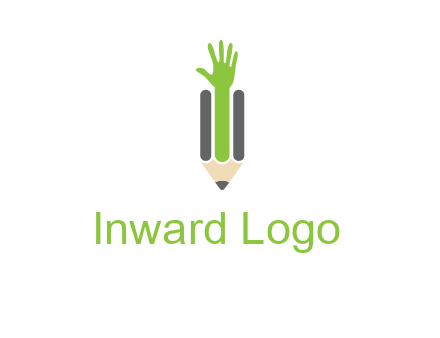 green hand inside pencil logo