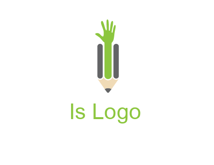 green hand inside pencil logo