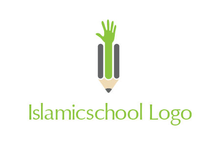 green hand inside pencil logo