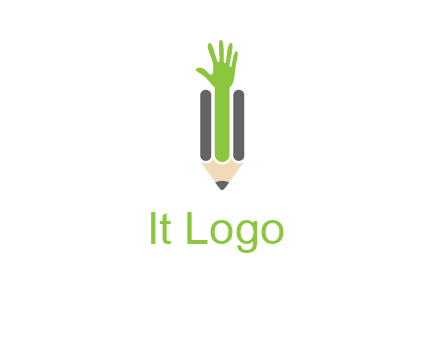 green hand inside pencil logo