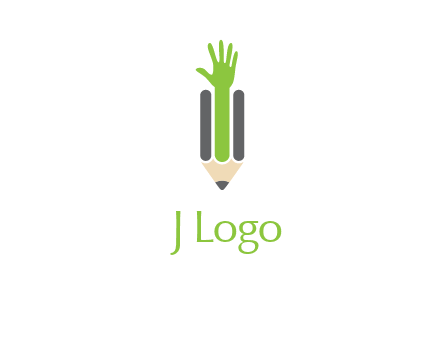 green hand inside pencil logo