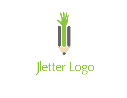green hand inside pencil logo