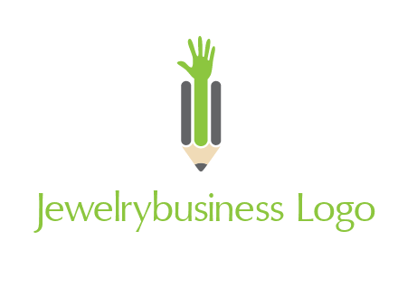 green hand inside pencil logo