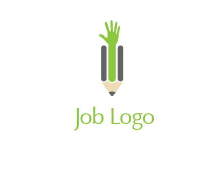 green hand inside pencil logo