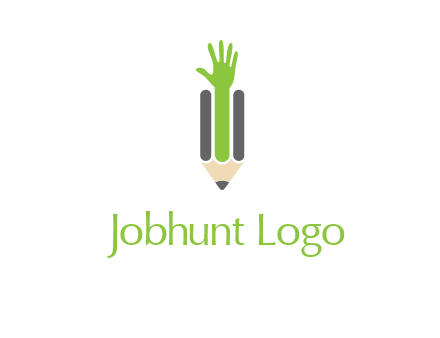 green hand inside pencil logo