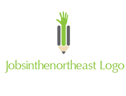 green hand inside pencil logo