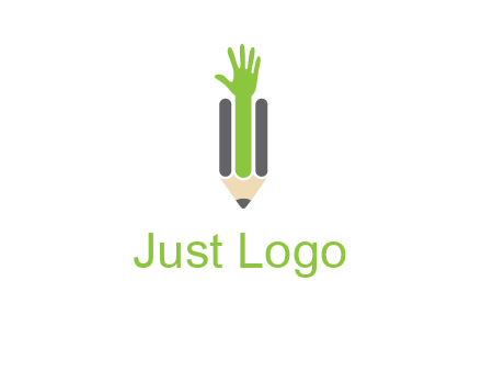 green hand inside pencil logo
