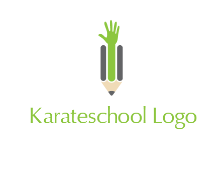 green hand inside pencil logo