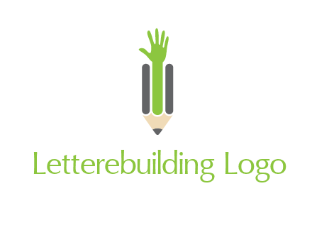 green hand inside pencil logo