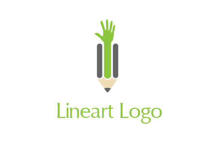 green hand inside pencil logo