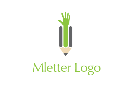 green hand inside pencil logo