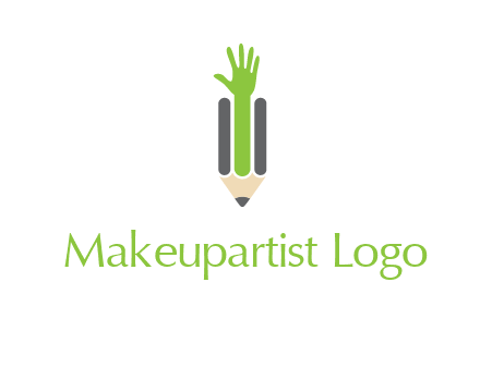 green hand inside pencil logo