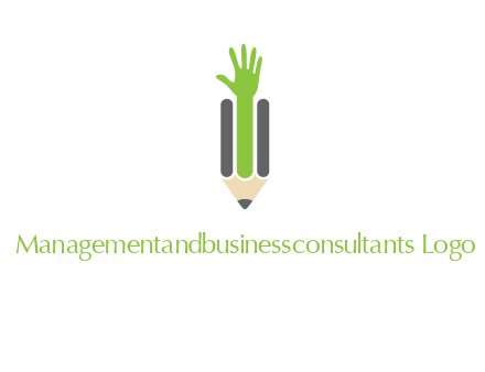 green hand inside pencil logo