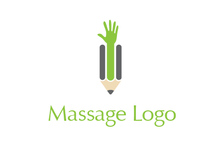 green hand inside pencil logo