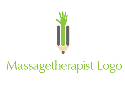 green hand inside pencil logo