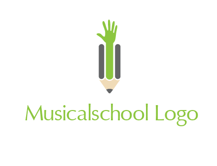 green hand inside pencil logo
