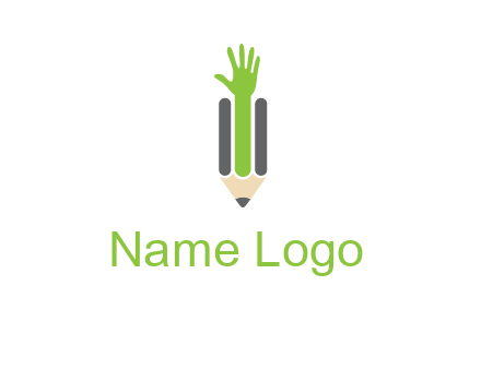 green hand inside pencil logo