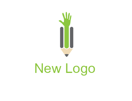 green hand inside pencil logo