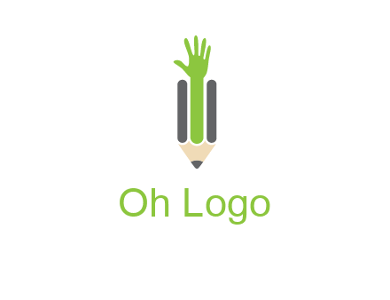 green hand inside pencil logo