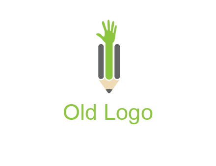 green hand inside pencil logo