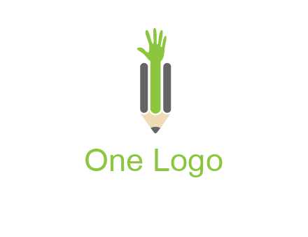 green hand inside pencil logo