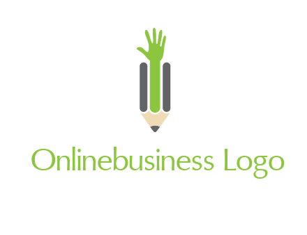 green hand inside pencil logo