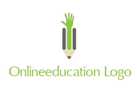 green hand inside pencil logo